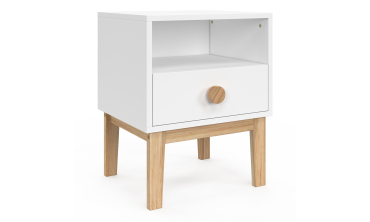 Table de chevet enfant Bella effet hêtre et blanc