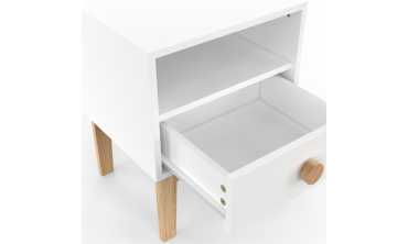 Table de chevet enfant Bella effet hêtre et blanc