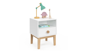 Table de chevet enfant Bella effet hêtre et blanc