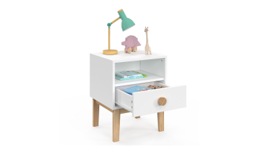 Table de chevet enfant Bella effet hêtre et blanc