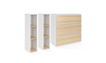 Commode à langer Aurore 3 tiroirs effet hêtre et blanc