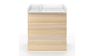 Commode à langer Aurore 3 tiroirs effet hêtre et blanc