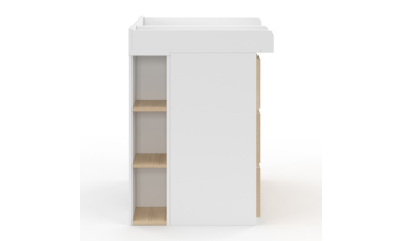 Commode à langer Aurore 3 tiroirs effet hêtre et blanc