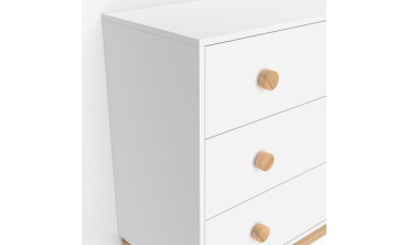Commode enfant Bella 3 tiroirs effet hêtre et blanc