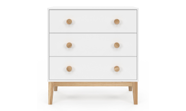 Commode enfant Bella 3 tiroirs effet hêtre et blanc
