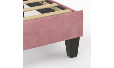 Lit simple Amalia tête de lit coquillage 90x190cm velours rose