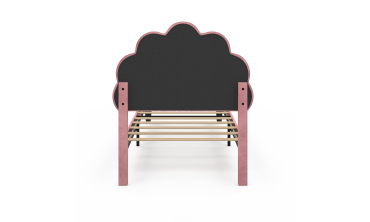 Lit simple Amalia tête de lit coquillage 90x190cm velours rose