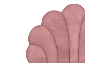 Lit simple Amalia tête de lit coquillage 90x190cm velours rose