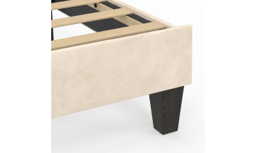 Lit simple Amalia tête de lit coquillage 90x190cm velours beige