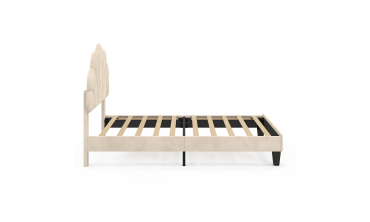 Lit simple Amalia tête de lit coquillage 90x190cm velours beige
