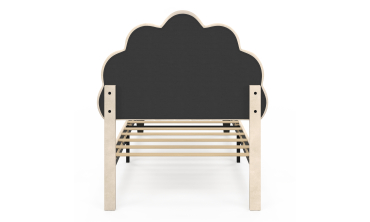 Lit simple Amalia tête de lit coquillage 90x190cm velours beige