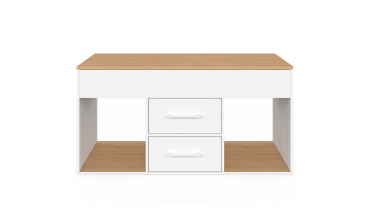 Table basse Uma relevable 2 tiroirs bois et blanc
