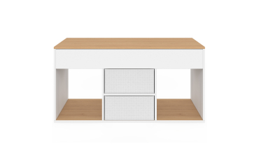 Table basse Uma relevable 2 tiroirs bois et blanc