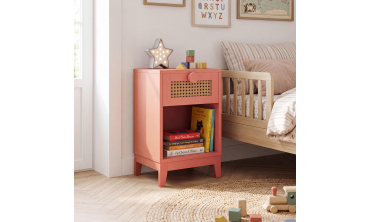Table de chevet enfant Adèle cannage et vieux rose