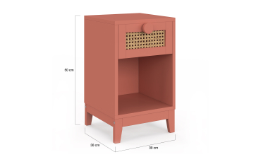 Table de chevet enfant Adèle cannage et vieux rose