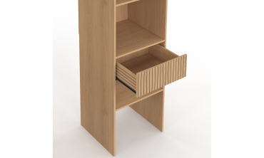 Dressing Faustine extensible 120-180cm 5 tiroirs effet lattes