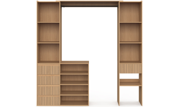 Dressing Faustine extensible 120-180cm 5 tiroirs effet lattes