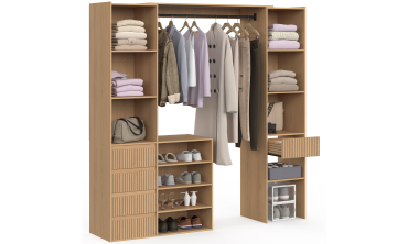 Dressing Faustine extensible 120-180cm 5 tiroirs effet lattes