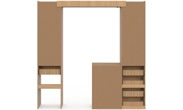 Dressing Faustine extensible 120-180cm 5 tiroirs effet lattes