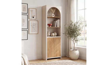 Etagère Athéna avec placards beige et bois