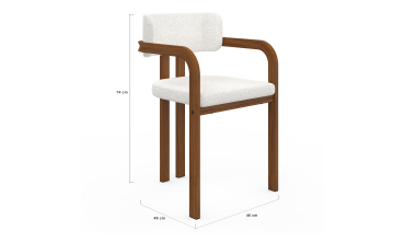 Chaises Elsa avec accoudoirs tissu beige pieds effet noyer - lot de 6