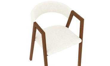 Chaises Enola avec accoudoirs bouclette pieds effet noyer - lot de 4