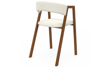 Chaises Enola avec accoudoirs bouclette pieds effet noyer - lot de 4