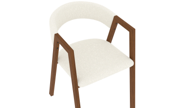Chaises Enola avec accoudoirs bouclette pieds effet noyer - lot de 6