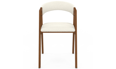 Chaises Enola avec accoudoirs bouclette pieds effet noyer - lot de 6