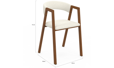 Chaises Enola avec accoudoirs bouclette pieds effet noyer - lot de 6