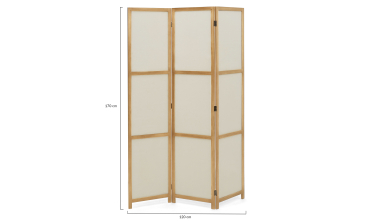 Paravent intérieur bois teinté tissu beige