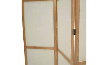 Paravent intérieur bois teinté tissu beige