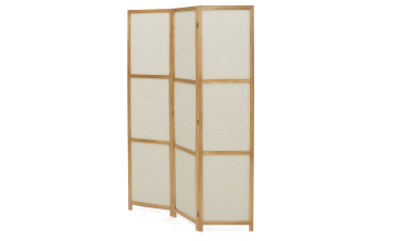 Paravent intérieur bois teinté tissu beige