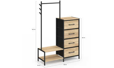 Commode penderie Iris 4 tiroirs