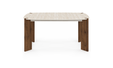 Table à manger extensible Stessie effet noyer et travertin 160-200cm