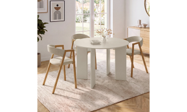 Table à manger ronde extensible Cassia beige Ø110-150cm
