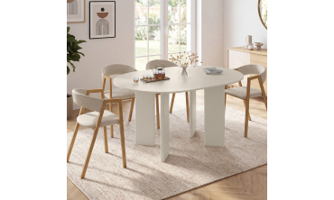 Table à manger ronde extensible Cassia beige Ø110-150cm