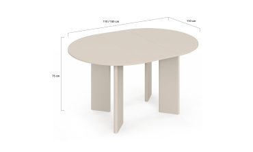 Table à manger ronde extensible Cassia beige Ø110-150cm