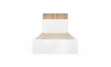 Lit simple Gaby avec rangements 90x190cm blanc bois