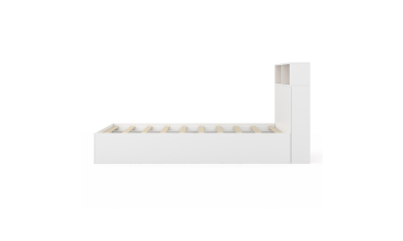 Lit simple Gaby avec rangements 90x190cm blanc bois