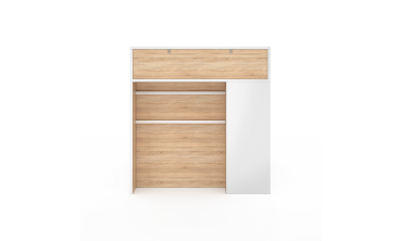 Lit simple Gaby avec rangements 90x190cm blanc bois