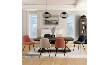 Chaises Olivia velours mix couleurs (crème