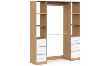 Dressing Uma double colonne 6 tiroirs bois et blanc