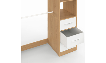 Dressing Uma double colonne 6 tiroirs bois et blanc