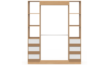 Dressing Uma double colonne 6 tiroirs bois et blanc