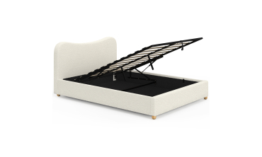 Lit coffre Samy 140x190cm bouclette blanche
