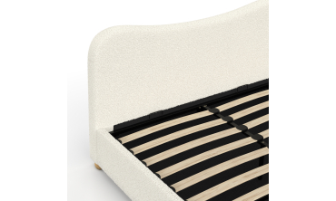 Lit coffre Samy 140x190cm bouclette blanche