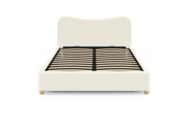 Lit coffre Samy 140x190cm bouclette blanche