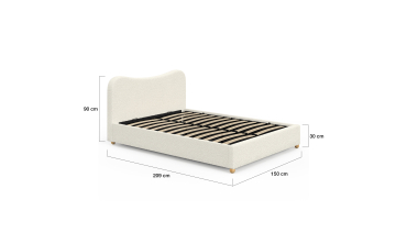 Lit coffre Samy 140x190cm bouclette blanche
