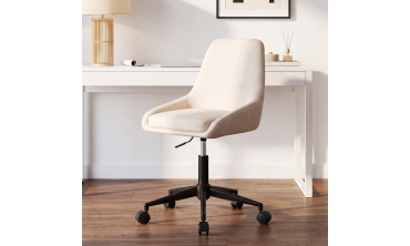 Fauteuil de bureau à roulettes Olivia velours crème